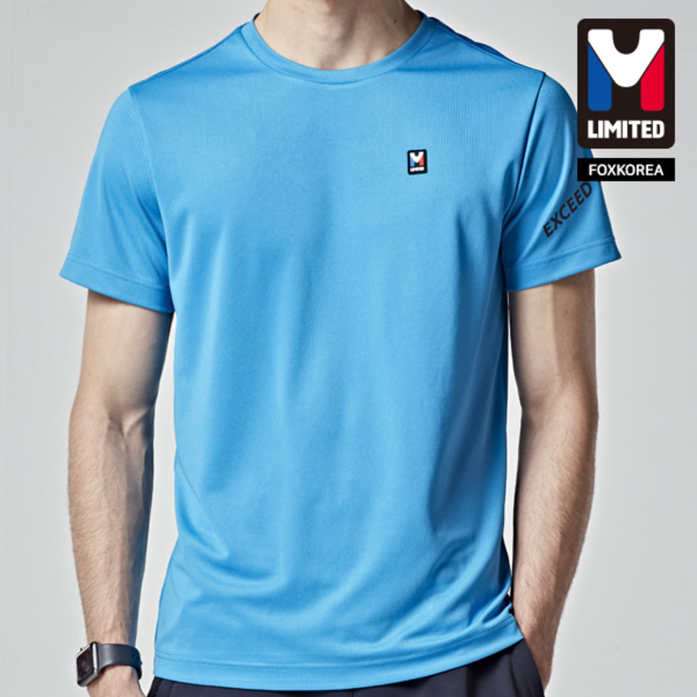 엠리밋 남여공용 PK 반팔 라운드 티셔츠 블루 - LGTST23160